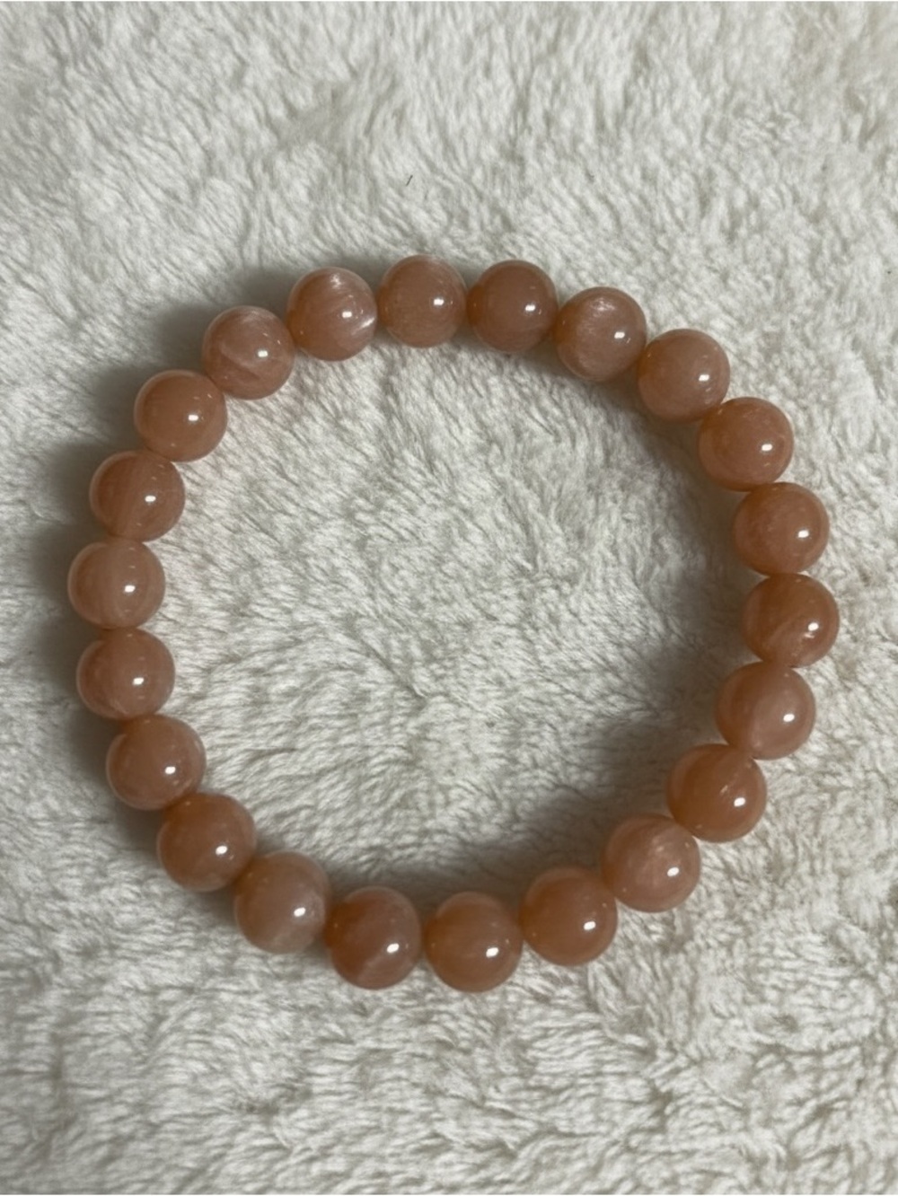 Peach Moonstone Beaded Stretch Bracelet handmade